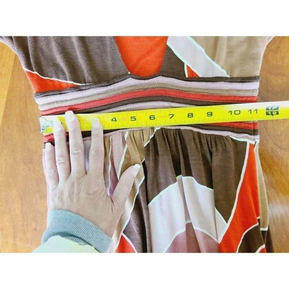 Missoni Women's Baby Doll Dress 4 Colorblock Stripes Orange Brown Mini - Picture 13 of 15